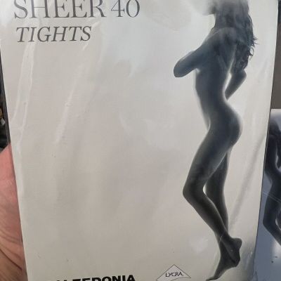 CALZEDONIA 40 Denier SMOKE GRAY Sheer Tights Pantyhose Size XL Long *PLUS SIZE*